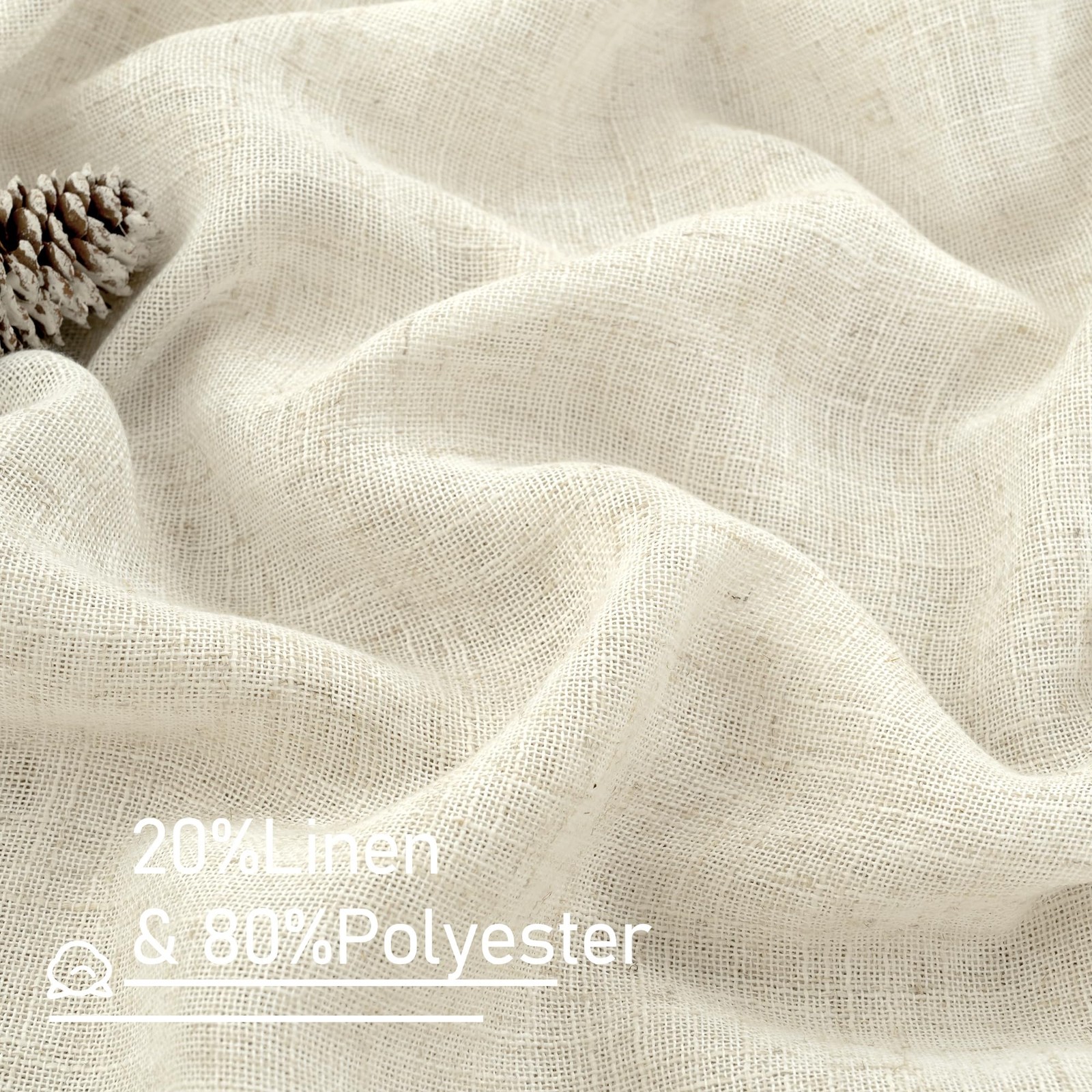 LAMIT Natural Ivory Semi Sheer Linen 52″W x 84″L (Pack of 2),
