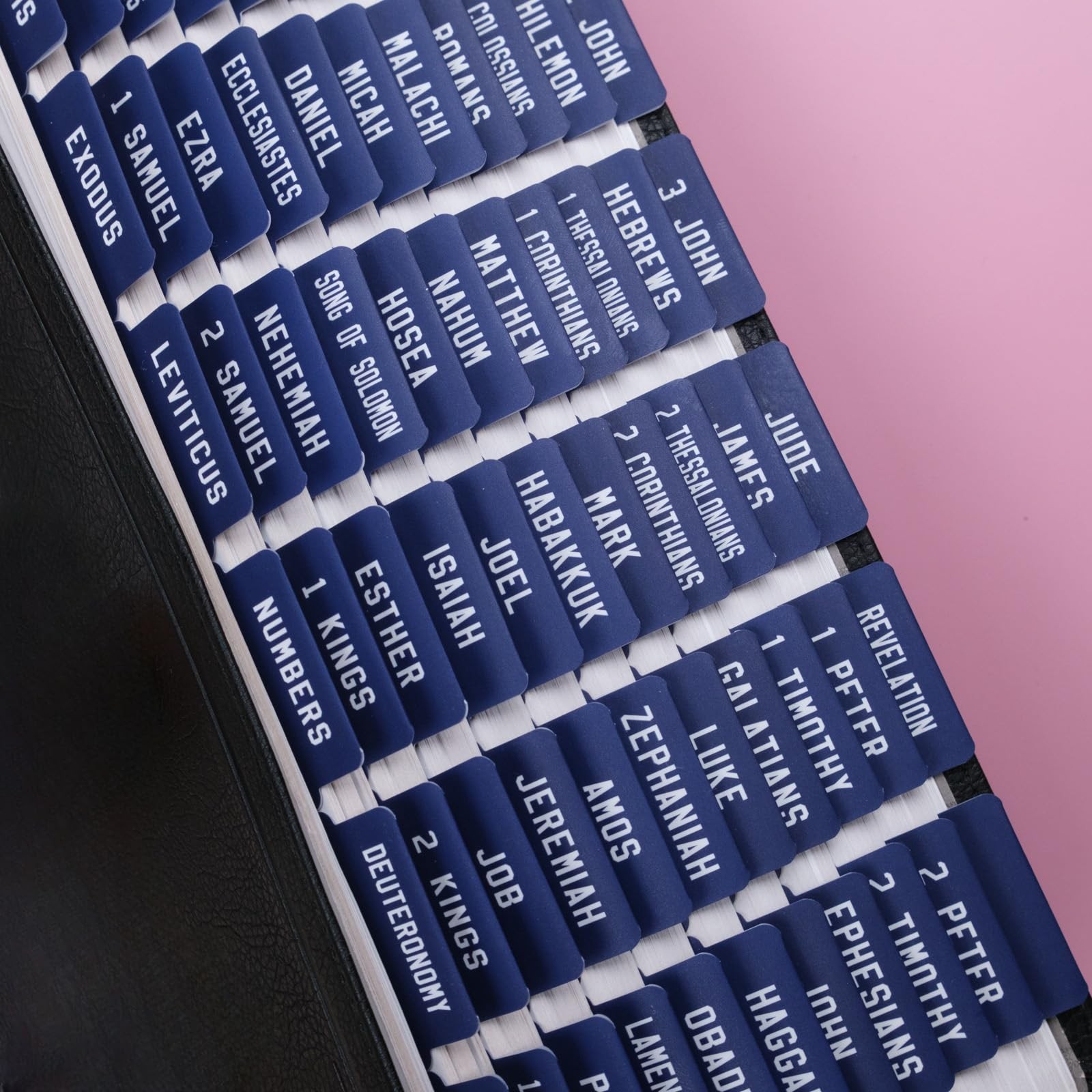 80 Laminated Bible Tabs Large Print Peel and Stick Index Stickers for Study Blue