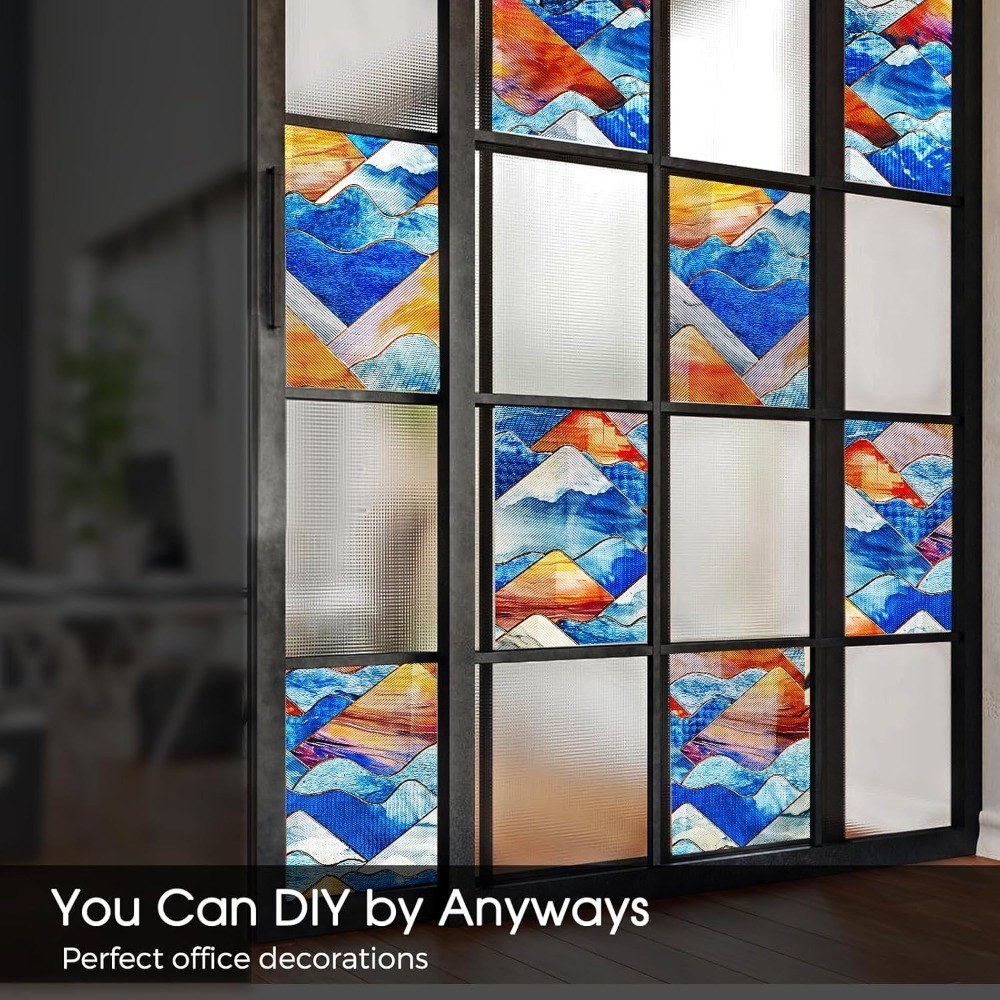 Rainbow Window Film Privacy Stained Glass Decorative Cling Peel and Stick
