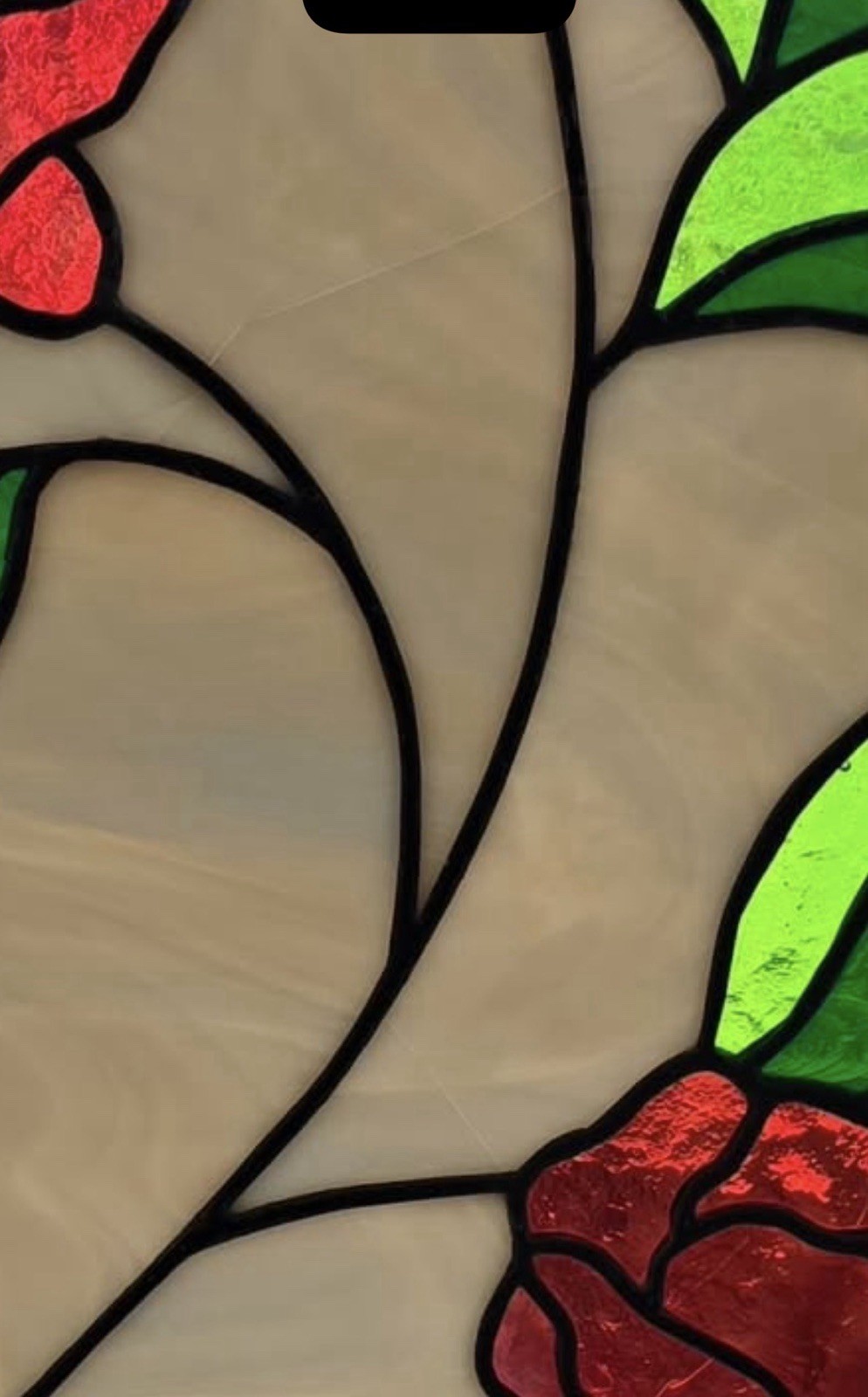 Stained Glass Red Rose Suncatcher Window Art Decor 17.5×10.5″ Vintage