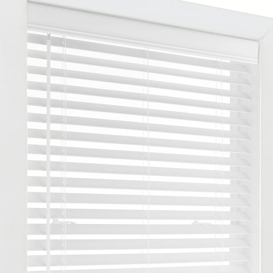 LEVOLOR Basic Cordless Faux Wood Blinds White 47 x 48 in 2″ Slat
