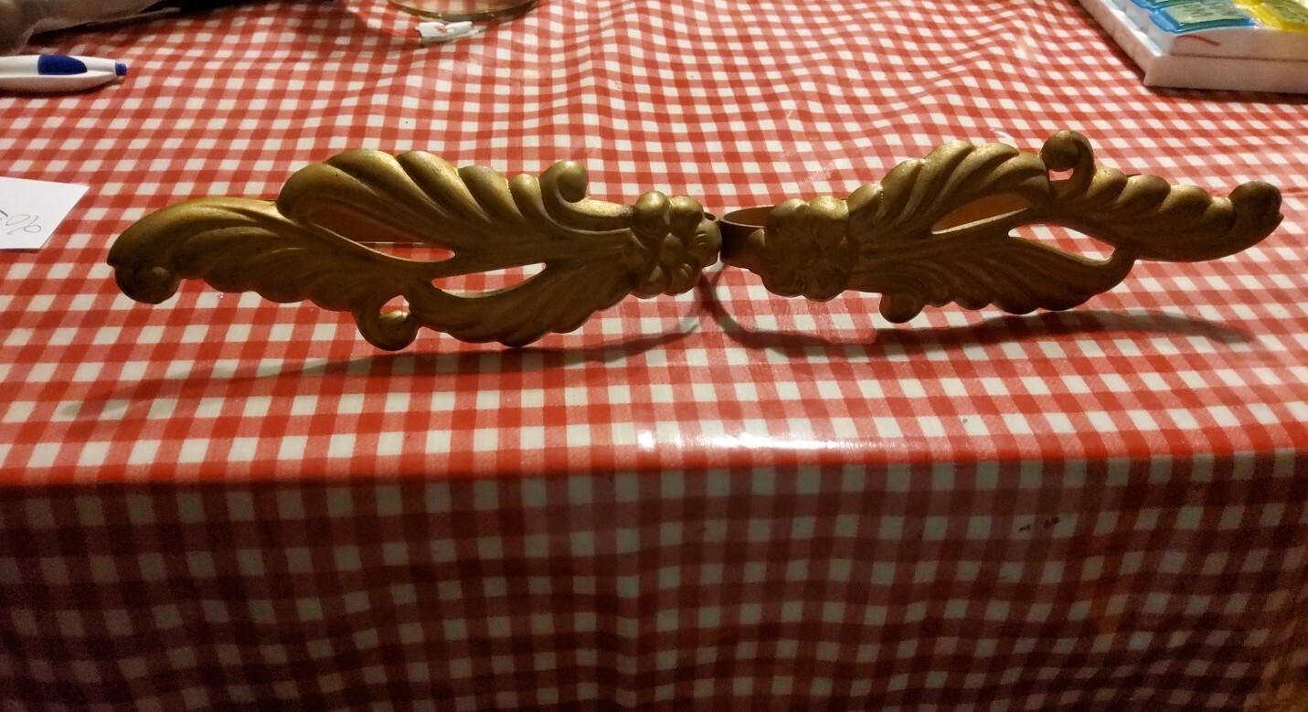 Vintage Metal Leaf Leaves Curtain Tiebacks Set of 2 Glam Decor Goldtone