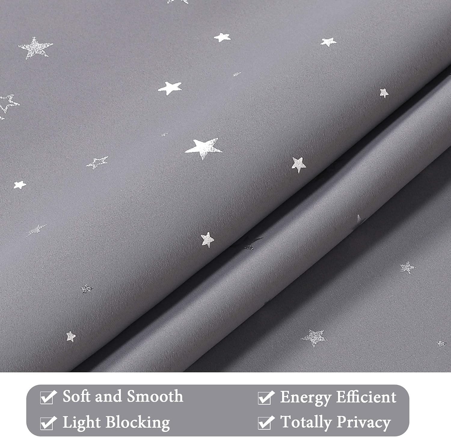 Blackout Star Curtains for Kids Room Boys Girls Twinkle Silver Stars Thermal …
