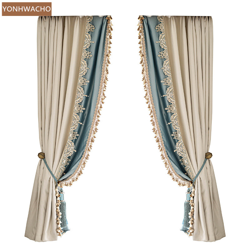 Custom villa precision fabrics beige cloth blackout curtain tulle panel C723