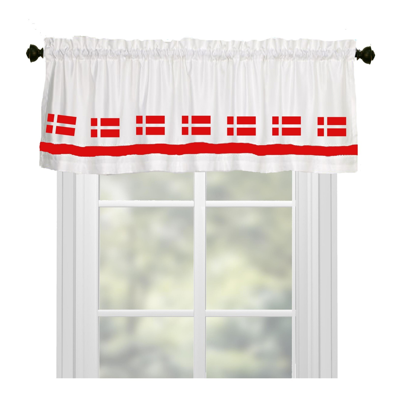 Danish Flag Denmark Window Valance Curtain in Your Choice of Colors