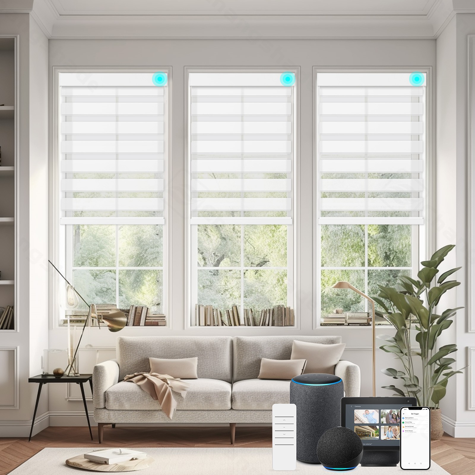 Changshade Motorized Zebra Roller Shades Smart Roller Blinds Remote Control
