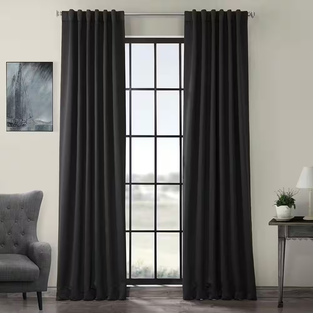 Jet Black Rod Pocket Room Darkening Curtain – 50 In. W X 96 In. L (1 Panel)