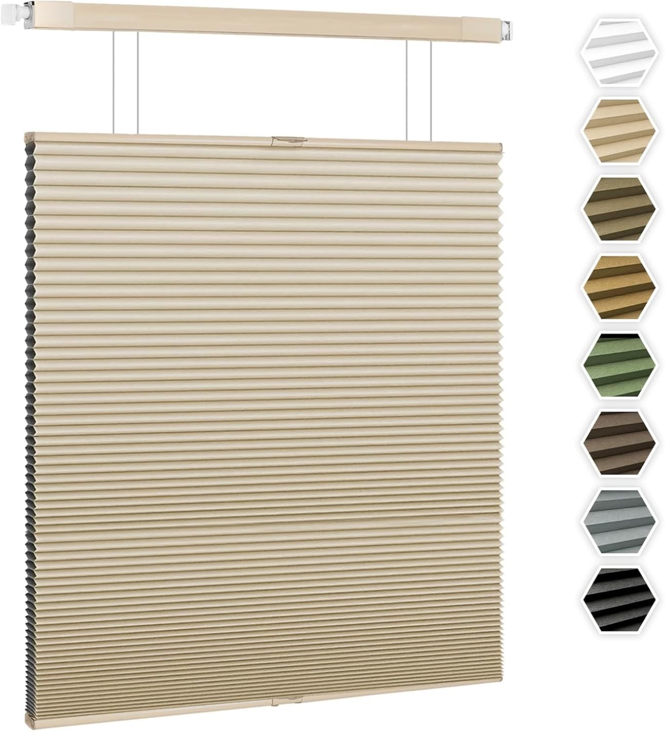No Tools No Drill Cordless Blackout Cellular Shades, Top Down Bottom 27″x64″