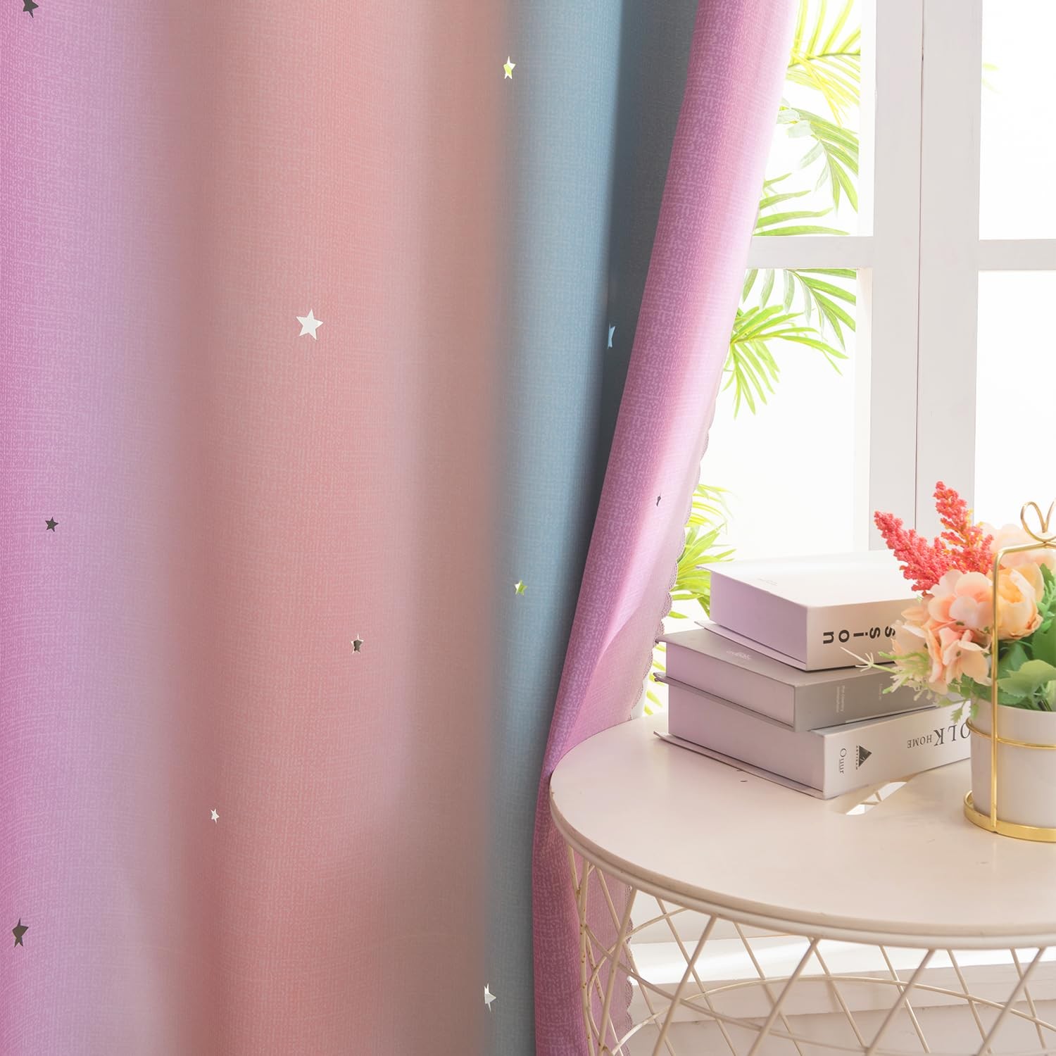 Yancorp Curtains for Girls Bedroom 52″W x 63″L Pink Purple Room Darkening