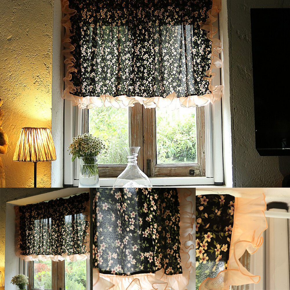 Ruffles Floral Modern Short Curtain Window Kitchen Valance Drape Home Decor 1PC