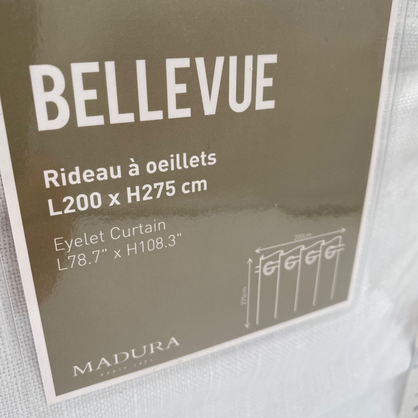 MADURA Bellevue Linen Blend Eyelet Curtain Off White 79 x 108 in 2 single Panels