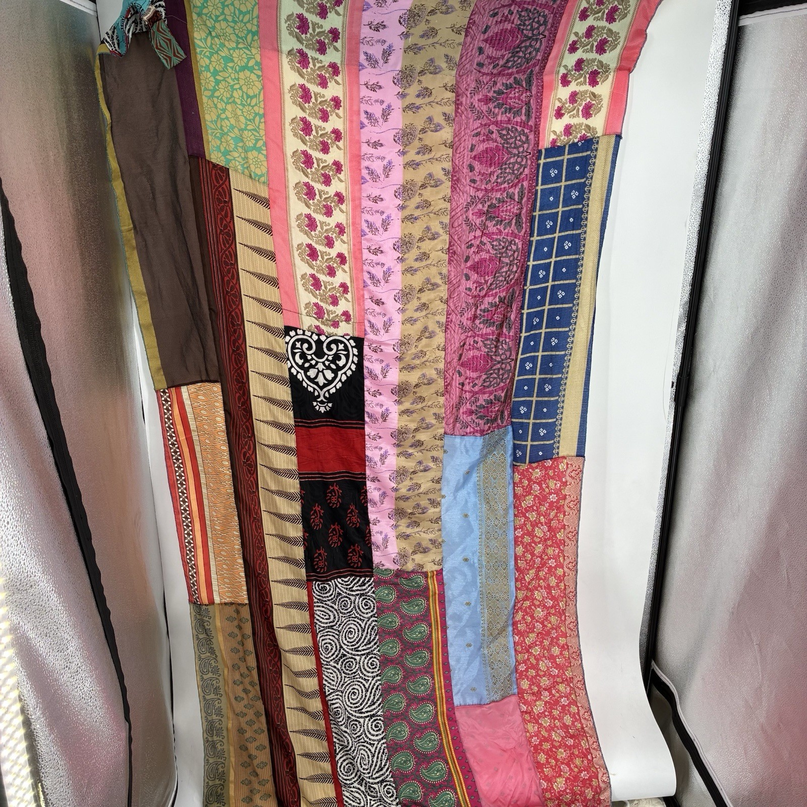 Lot Of 3 Bohemian Boho Patchwork Colorful Rainbow Hippie Curtains