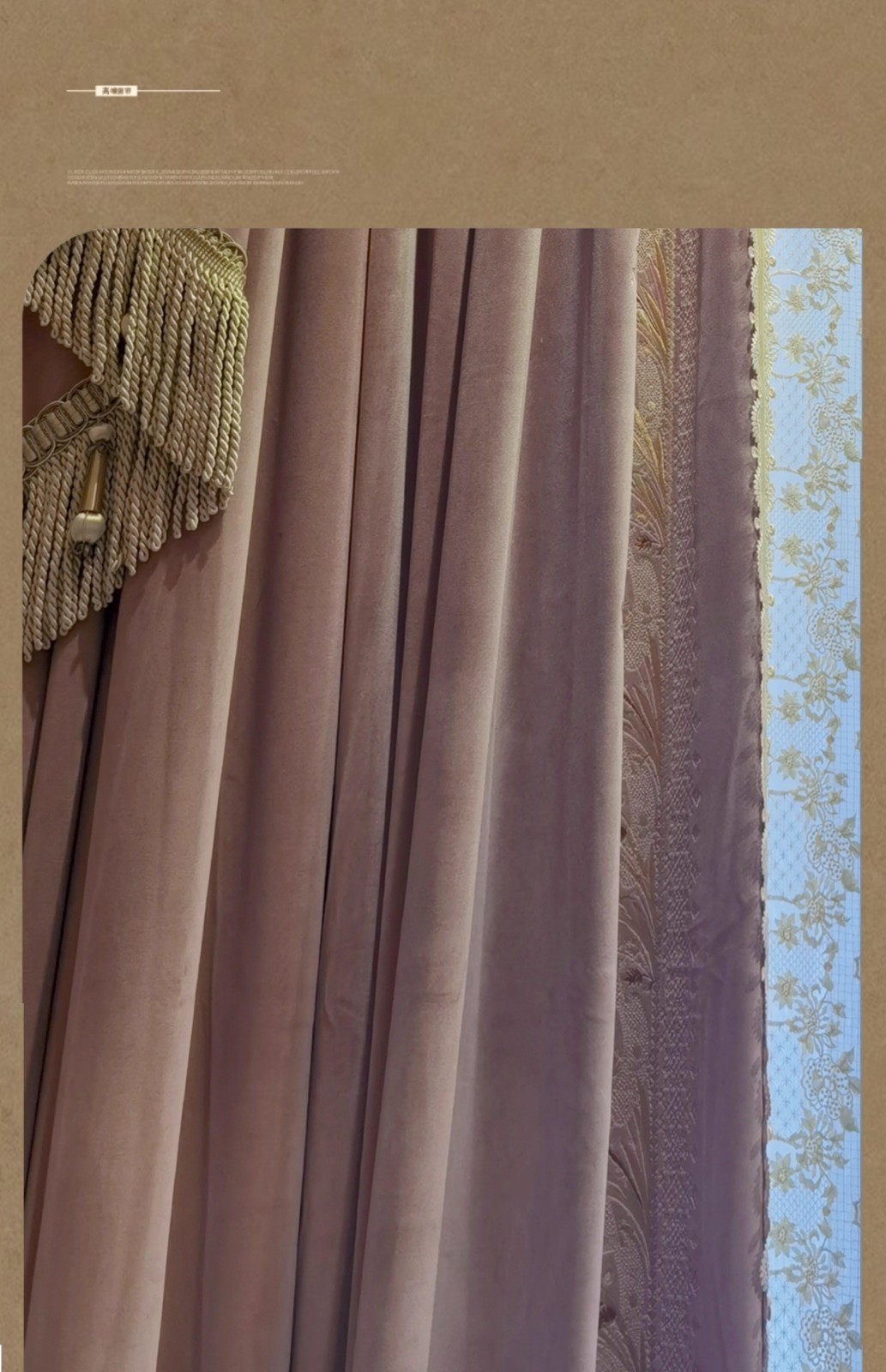 luxury European Embroidery valance pink lace bedroom Velvet curtain tulle M1776