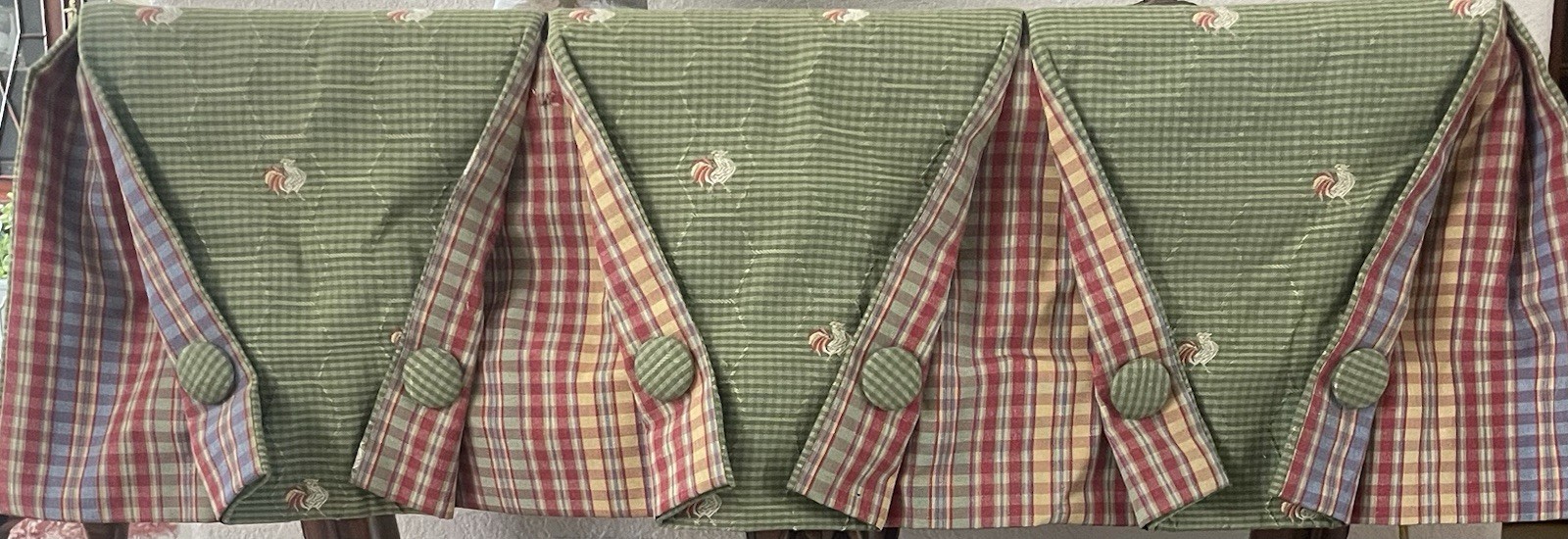 Custom Plaid Cornice Valance Green Red Beige Cotton 26”x 91/2”