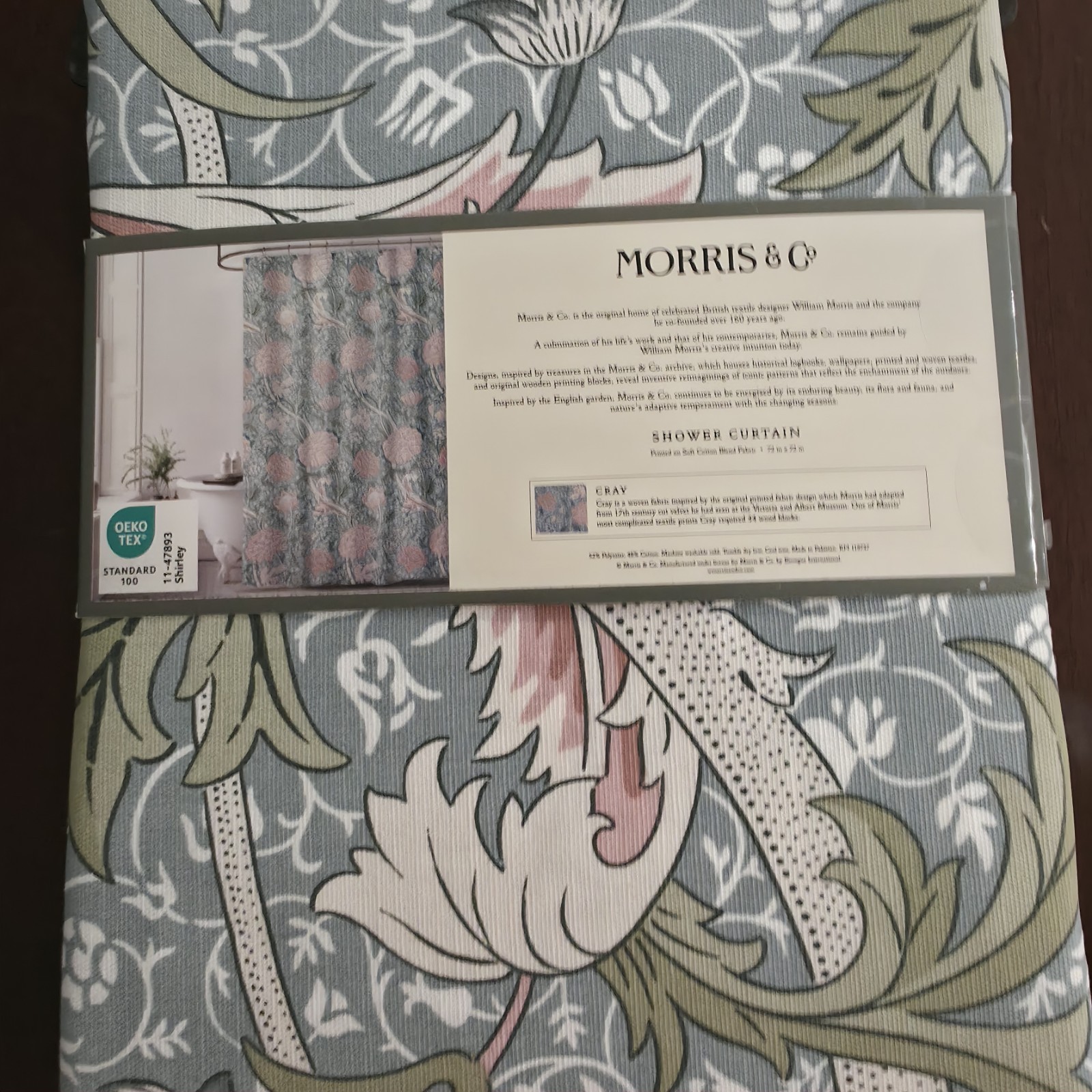 William Morris Cray Botanical Fabric Shower Curtain Cottage Floral 72×72