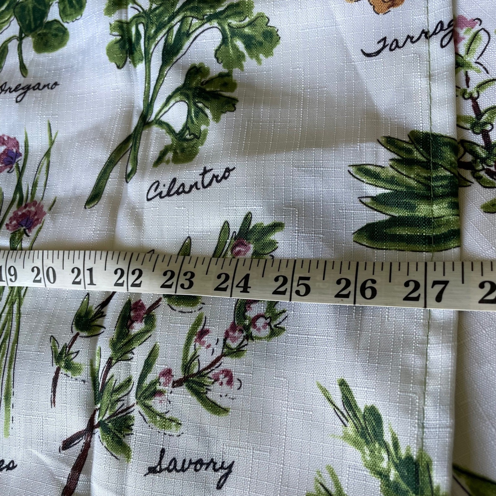 Botanical Herb Print Cafe Curtains Set of 2 White Green Ruffle Farmhouse 27×34
