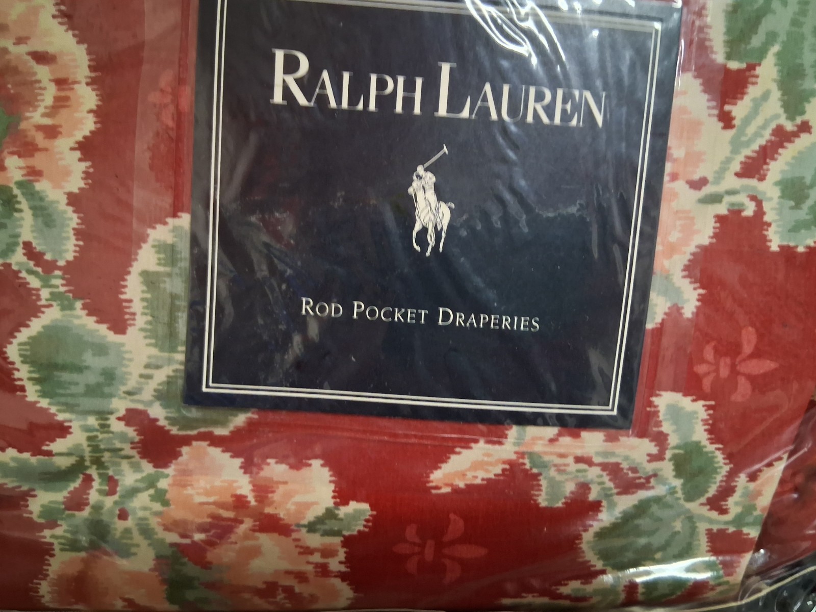 Ralph Lauren Elena-Pair of Rod Pocket Drapes-RED 3 Pairs Available-1993-NOS