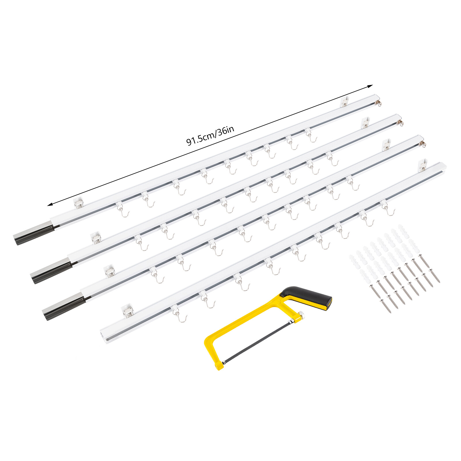 Curtain Track w/ Hooks 9ft-12ft Aluminium Ceiling Mount Curtain Tracks Scalable