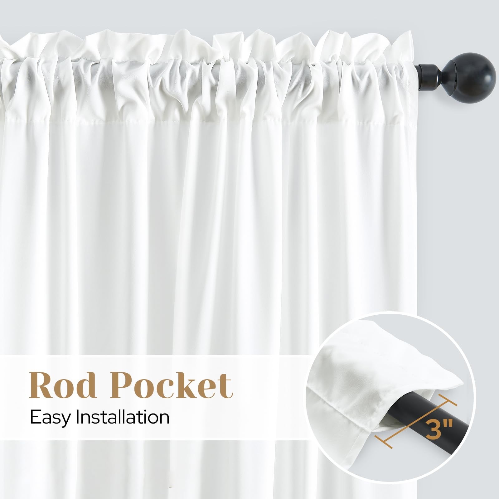 Non-See-Through White Privacy Sheer Curtains, 52 X 72 Inches Long 2 Panels Sh…