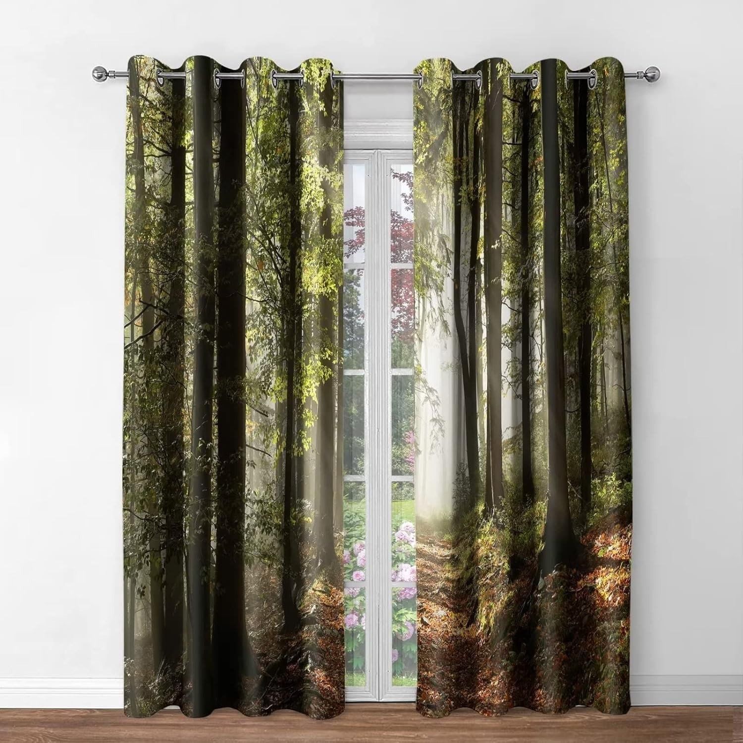 Blackout Curtains Microfiber Polyester 42×84 Inches 2 Panel Jungle Trees