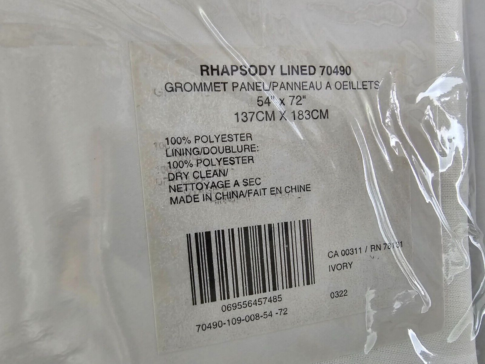 DRAPE CURTAIN Panel 54″ X 72″ Ivory Off-white Insulated Lined ThermaVoile