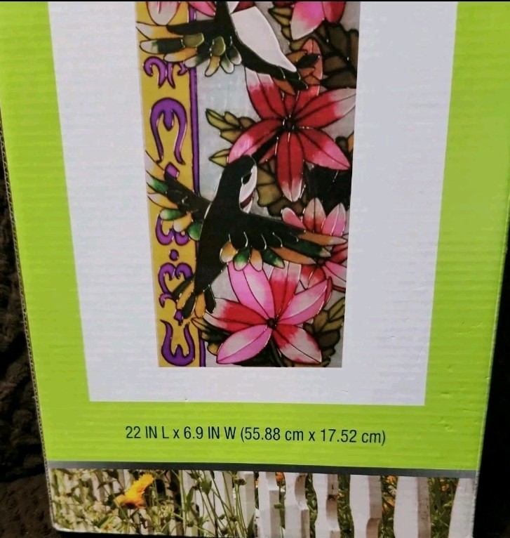 Hummingbird Stained Glass Window Panel – Hanging Art Decor Bird Floral New