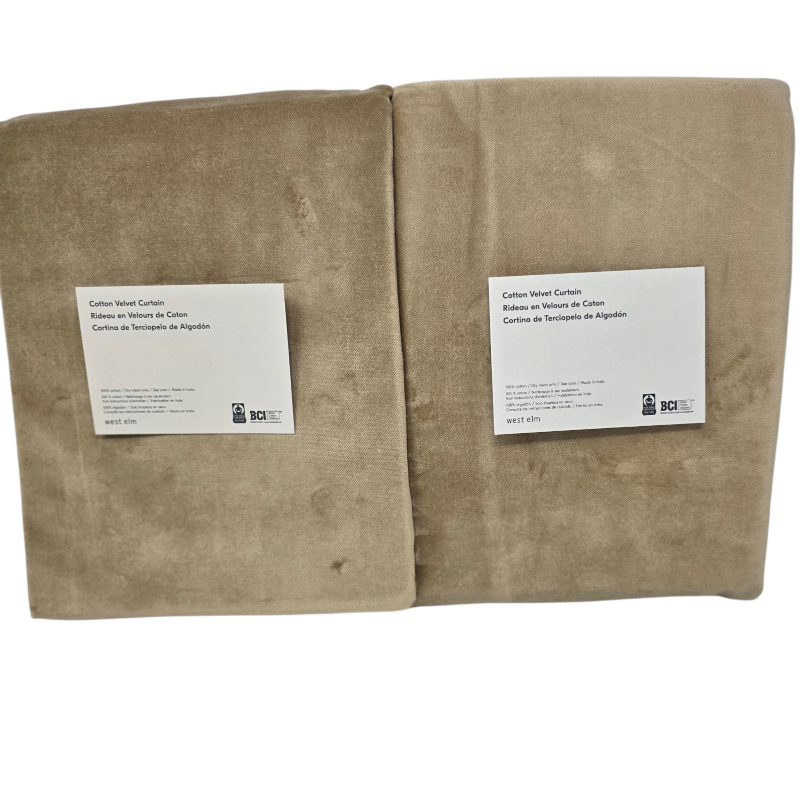 West Elm Set Of 4 Cotton Velvet Curtains 48×84 Antique Gold Velvet Drapes