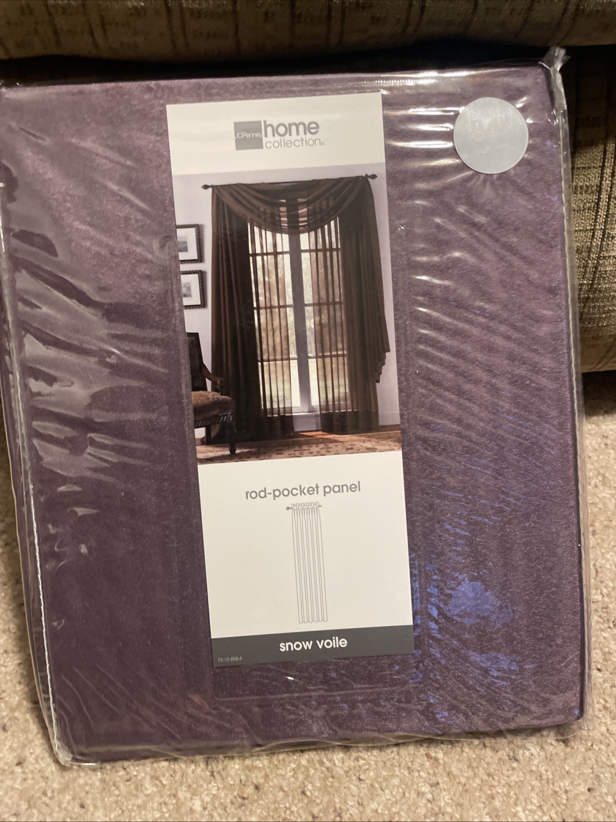 JC Penney Home Snow Voile Plum Purple scarf valance Rod Pocket Panel New