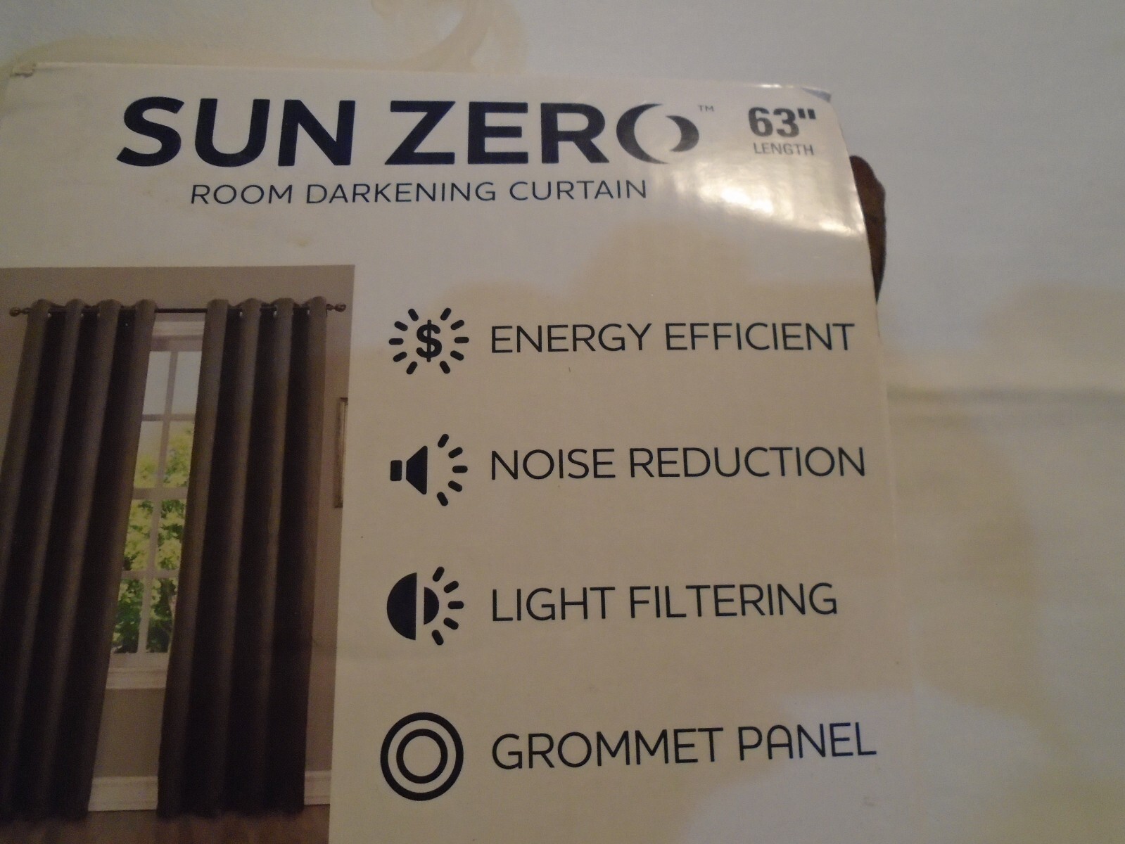 Sun Zero Solid Hanson In Chocolate 50” x 63” 1 Crushed Grommet Panel NEW