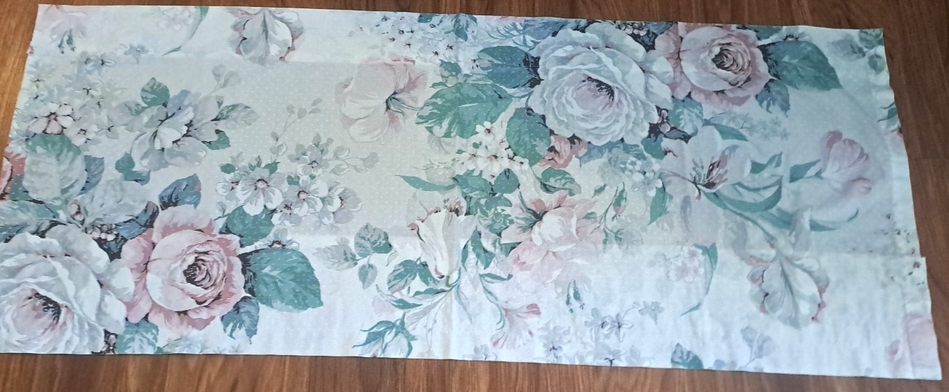 Vintage Pastel Rose Curtain Valance Polka Dots Pink Green Cottage 42×17.5