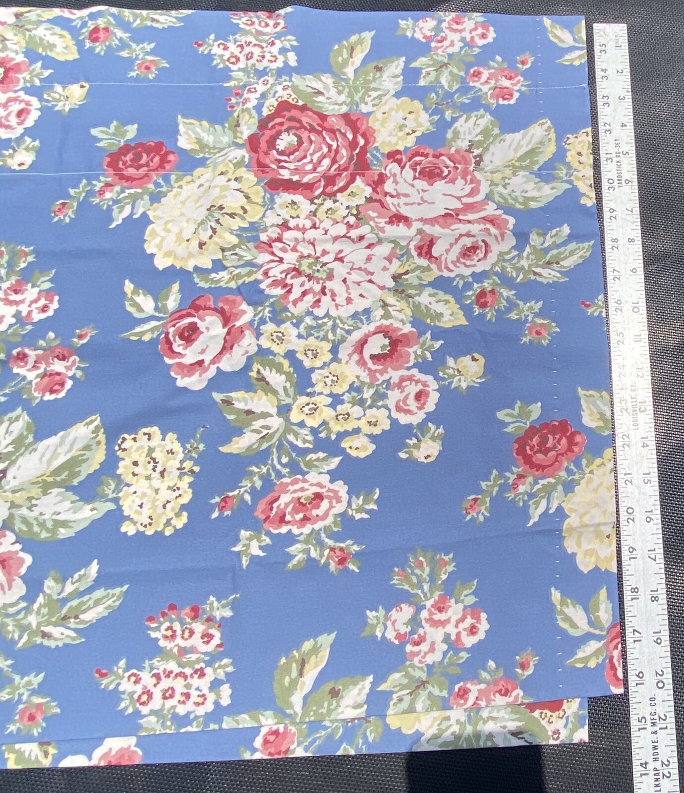 Eddie Bauer Blue Roses Valance Cotton Floral 82” Shabby Chic Multi Colored VGC