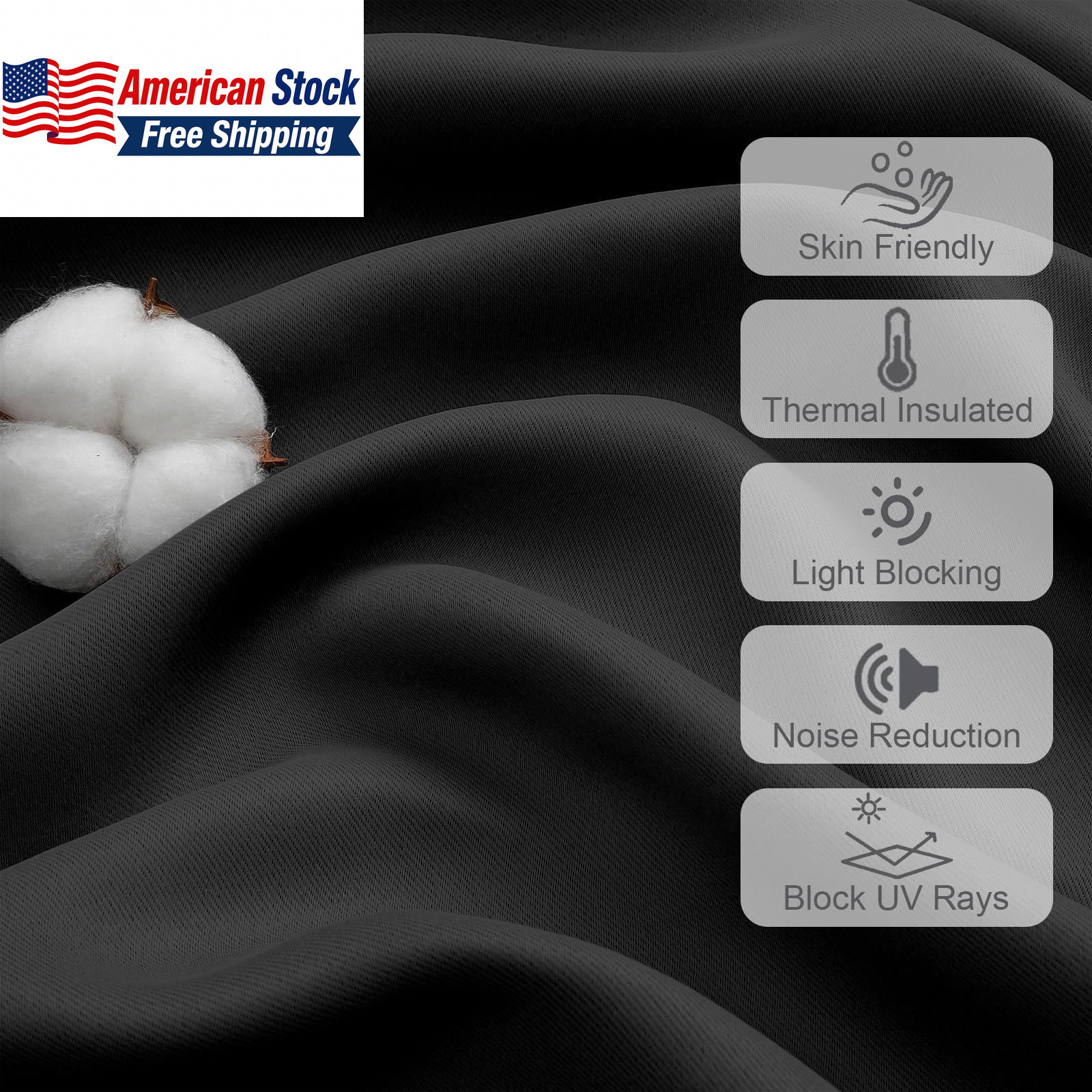 2PCS Blackout Tier Curtains 30x36in Black Thermal Insulated FROM USA