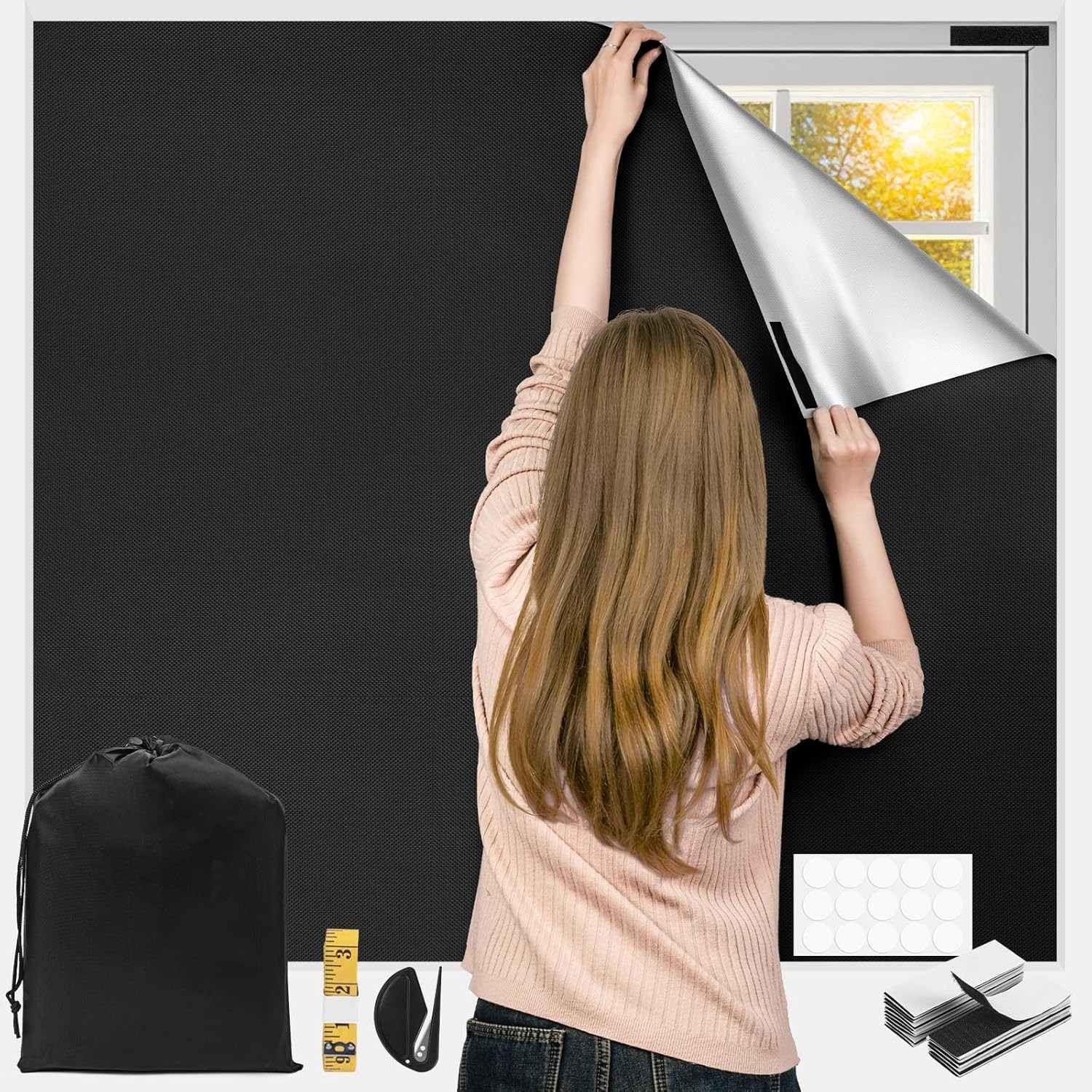 100% Blackout Curtains 118 X 57 Portable Black Out Curtains for Bedroom.