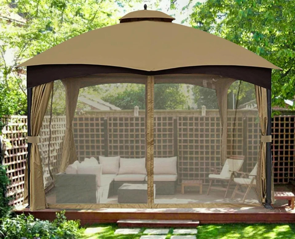 SCOCANOPY Beige 10′ x 12′ Gazebo Curtain Set for Lowe’s Allen Roth 10X12 Gaze…