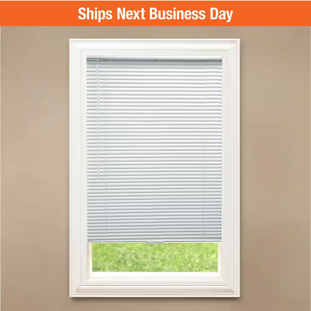 White Cordless Room Darkening Vinyl Mini Blinds with 1 In. Slats-47 In. W X 48 I