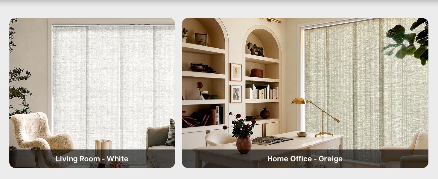 Adjustable Panel Track Blinds for Sliding Glass Door, Cut-to-Height Paper Fabric