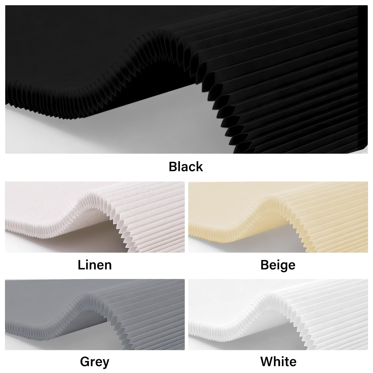 34×48 No Drill Cordless Light Filtering Cellular Shade – Black Window Covering