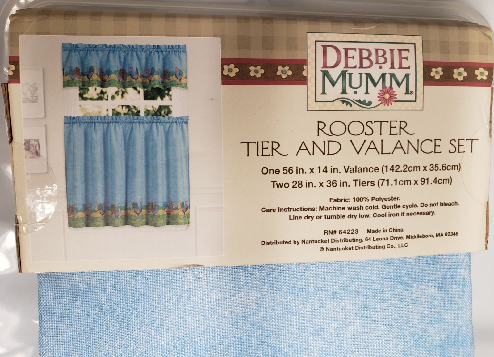3 pc Curtains Set: 2 Tiers (28″)& Valance (56″x14″) COUNTRY ROOSTERS,Debbie Mumm