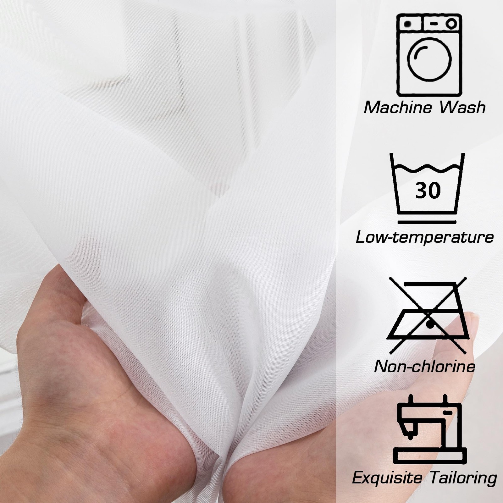 White Sheer Curtains, 84″ Length, 2 Panels Set – Light Filtering, Rod Pocket …