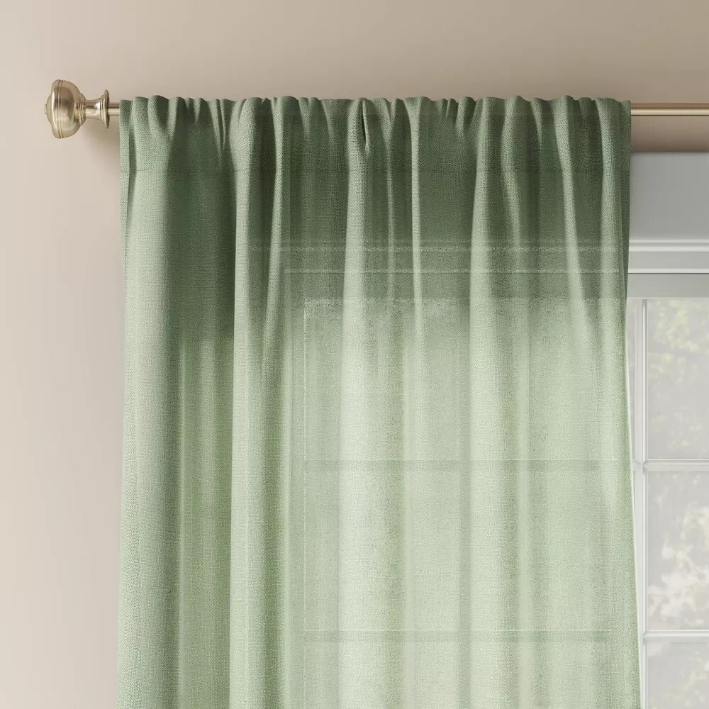 Threshold Farrah Sage Green Light Filtering Single Curtain Panel 54″ x 84″ Each