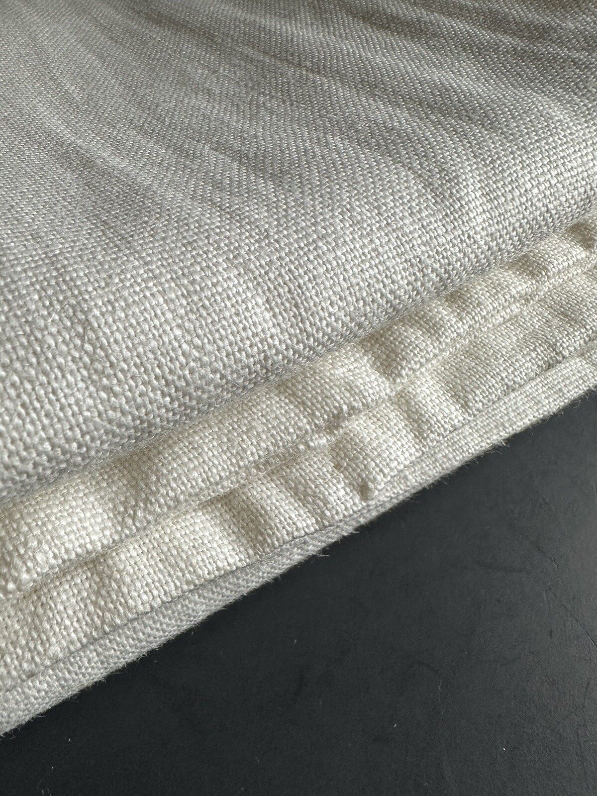 Single Restoration Hardware Belgian Textured Linen Curtain 96×48 White Lined