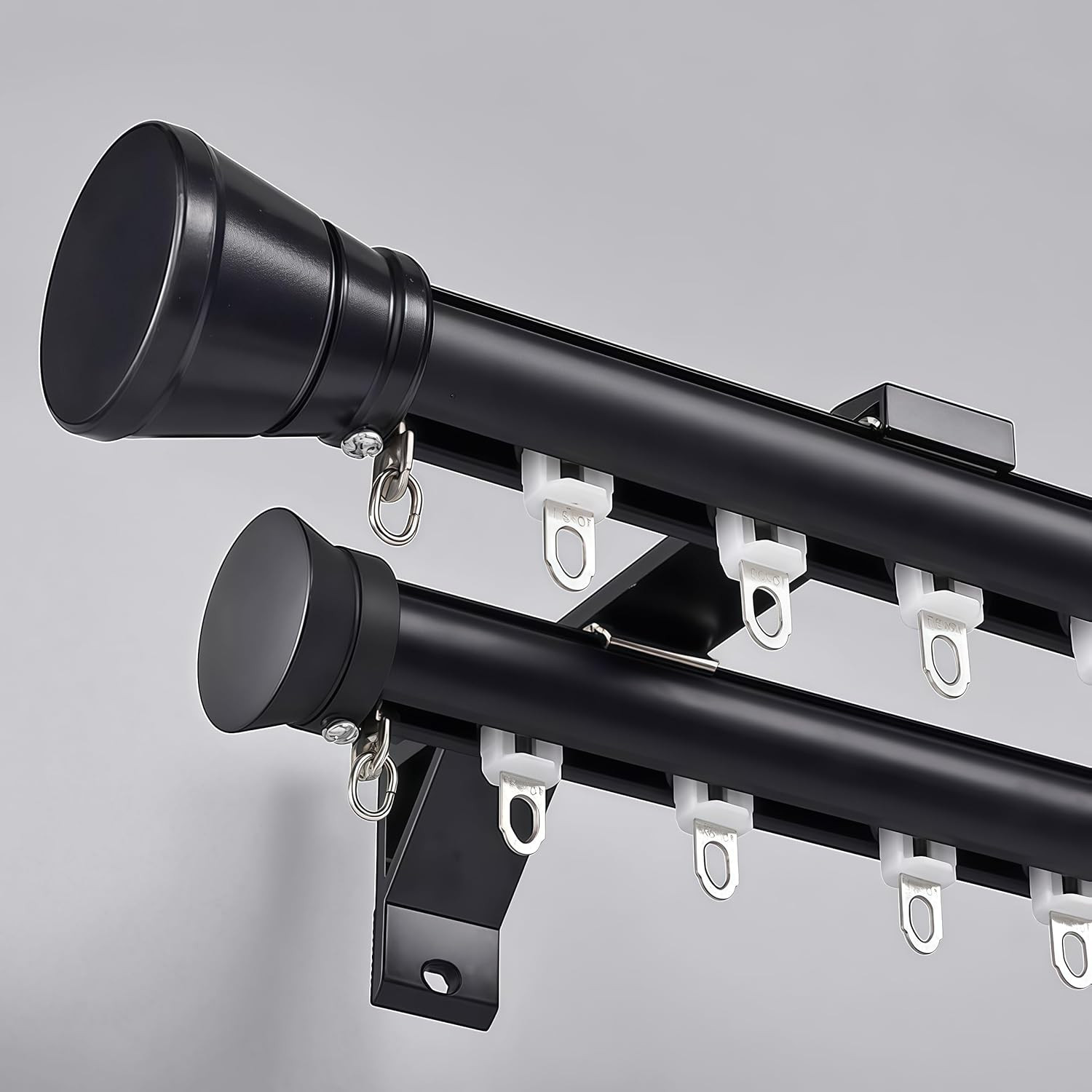 Double Curtain Track Wall Mounted, Roman Rod for Curtain, Aluminum Heavy-Duty Si