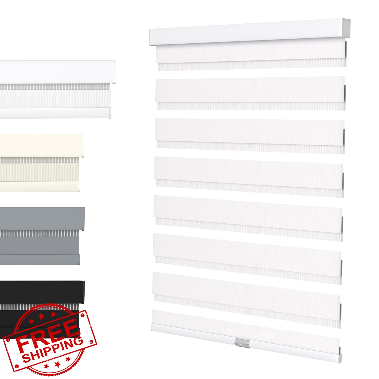 MYshade cordless zebra blinds white 27″W x 64″H