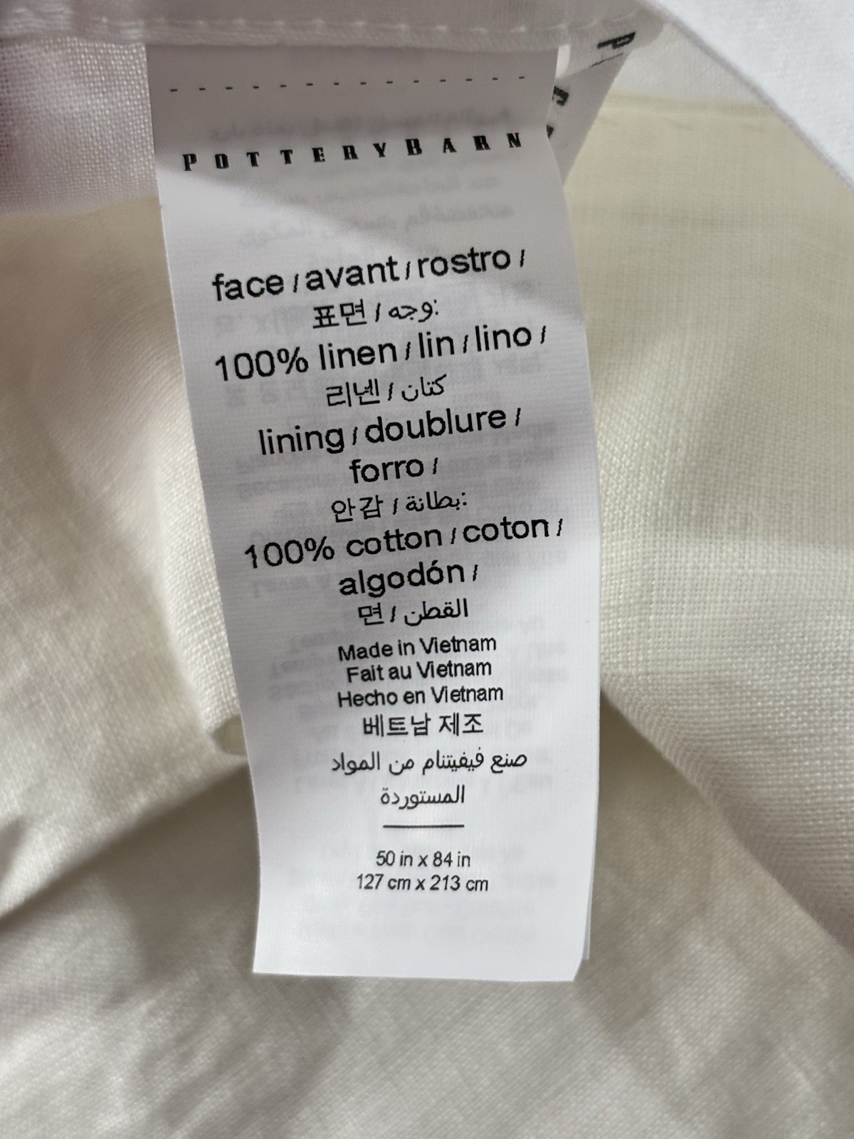 Pottery Barn Belgian Flax Linen Curtain ~ 50” x 84” ~ Ivory ~ Light Filtering