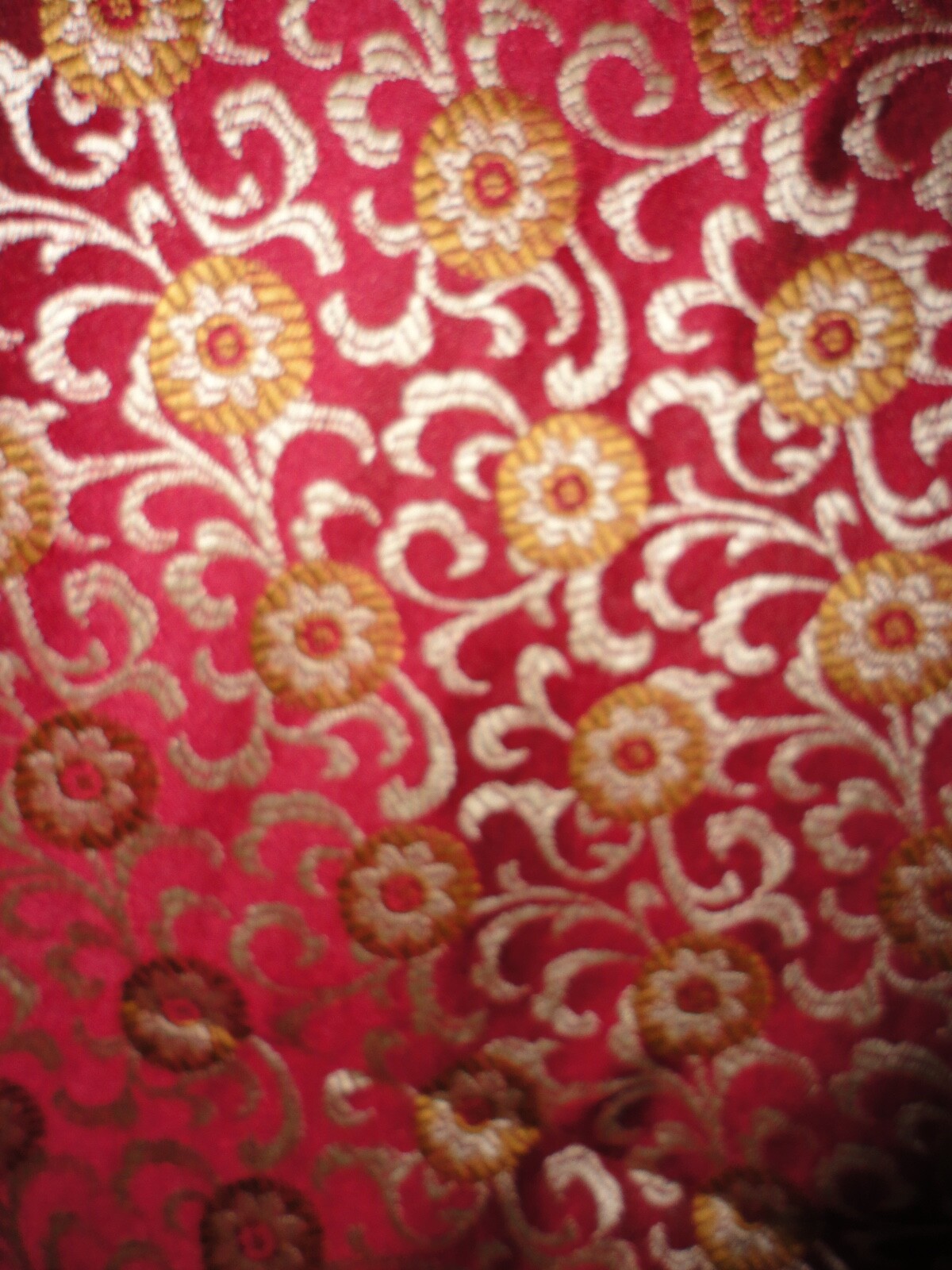 CUSTOM WATERFORD CHARLEMONT RUBY RED GOLD FLORAL (2P) CURTAINS PANELS 49X95
