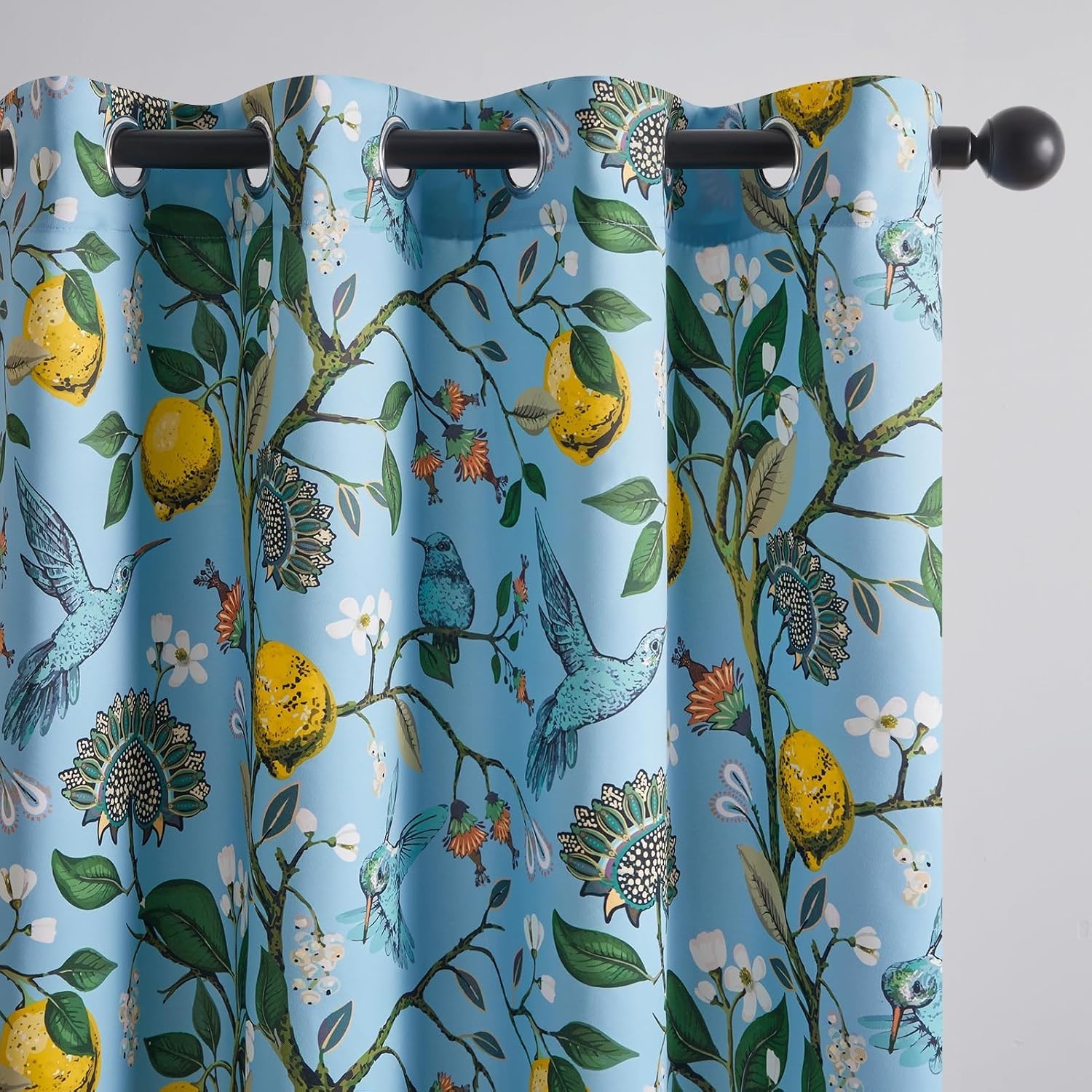 Kitchen Curtains 45 Inch Length Blue Vintage Blackout Curtains for Cafe Kitch…