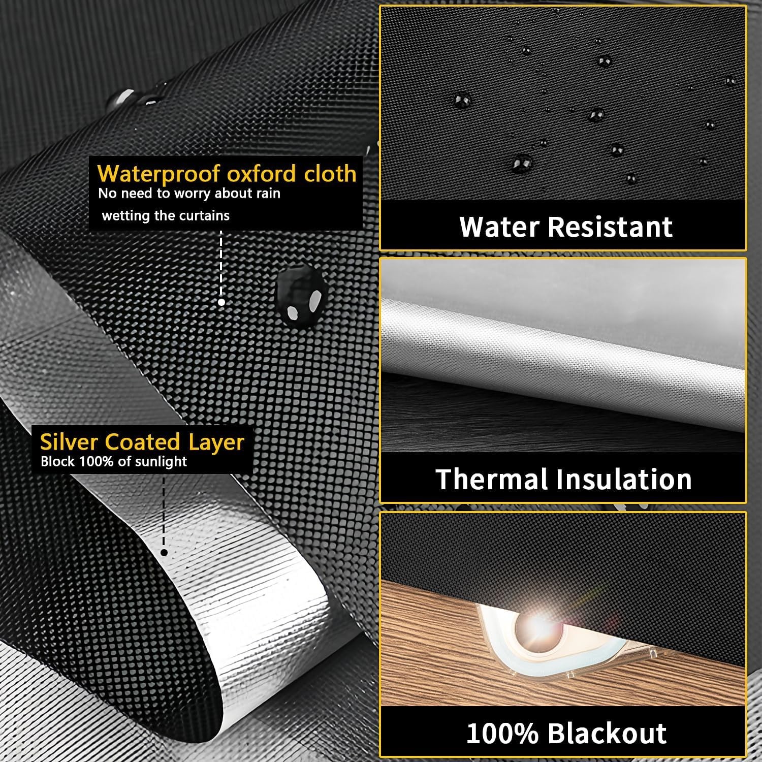 100% Portable Blackout Curtains, Portable DIY Blinds, No Drill Travel Blackou…