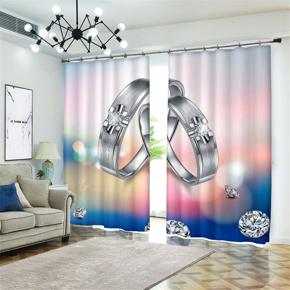 Dreamy Silver Ring 3D Curtains Blockout Photo Printing Curtains Drape Fabric