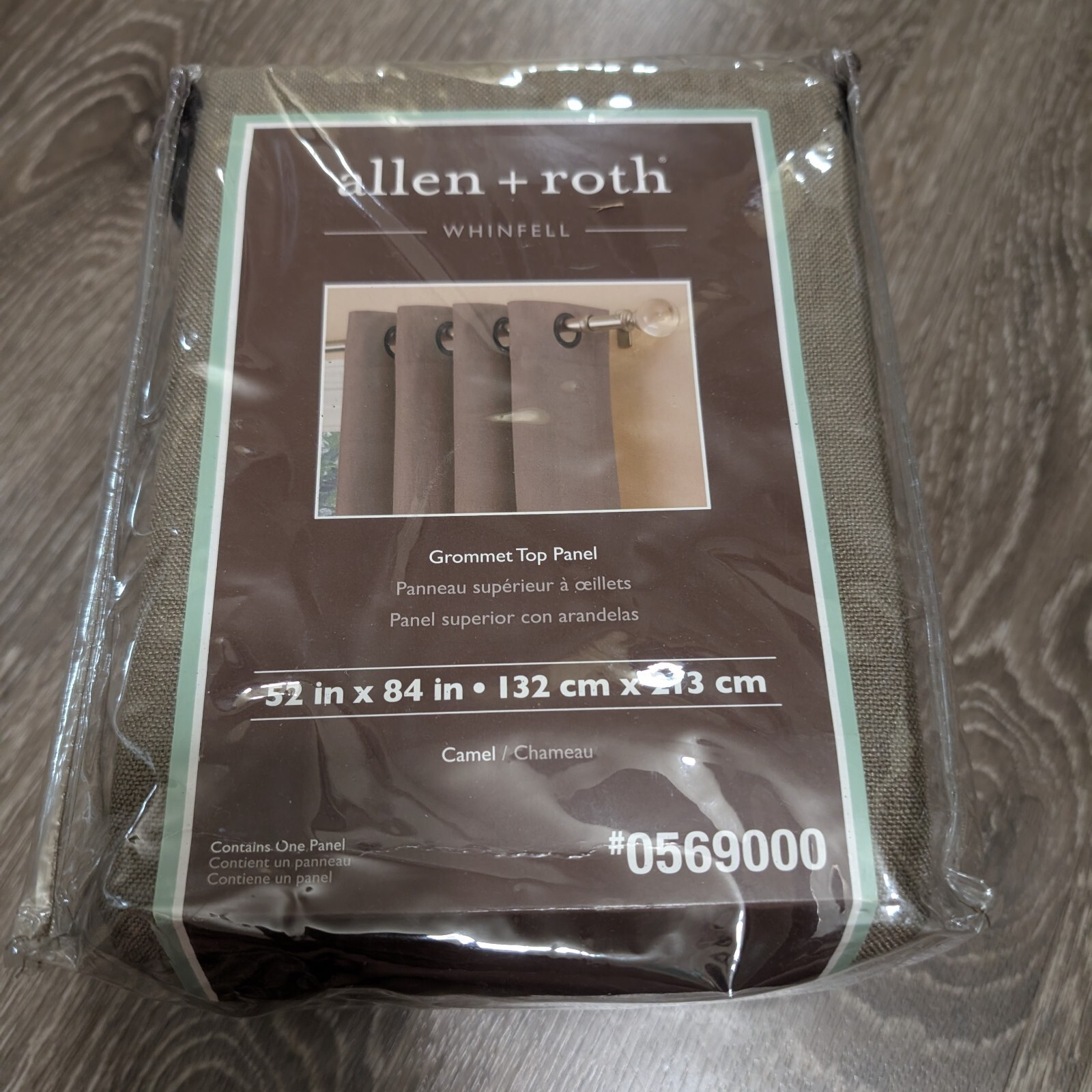 Allen + Roth Whinfell Panel 52″ x 84″ Camel Cotton Linen Poly Grommet # 0569000