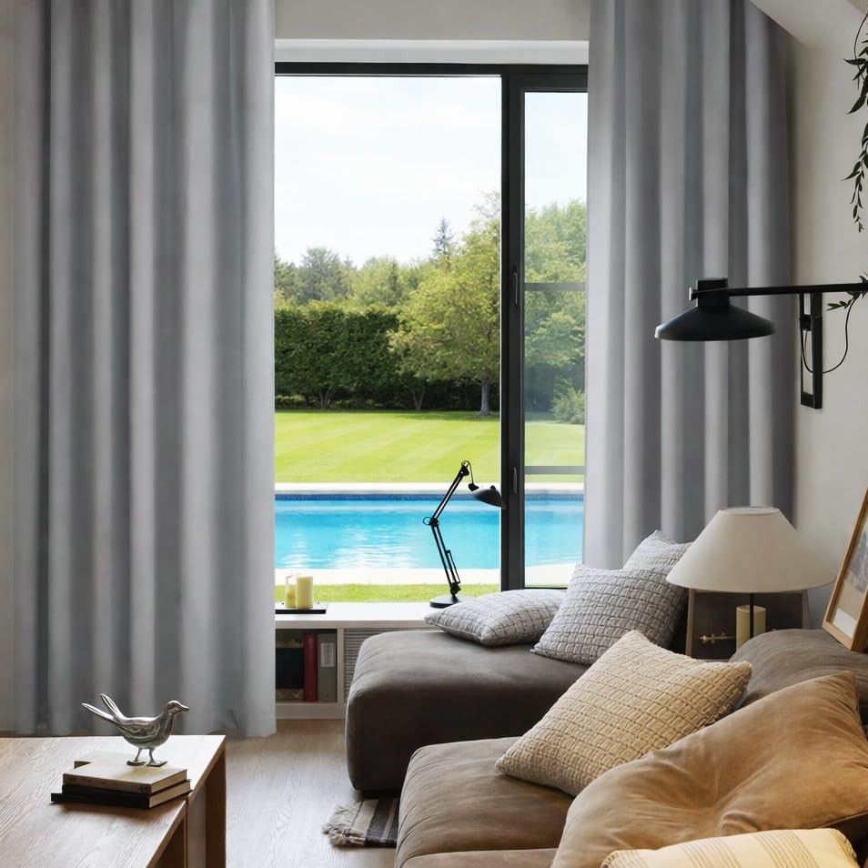 Blackout Curtains for Bedroom 52 X 84 Inch Long 2 Panels Set Light Grey/Gray …